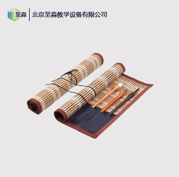 竹制包边笔帘_中小学书法教室文房用具_毛笔卷笔帘收纳袋.jpg